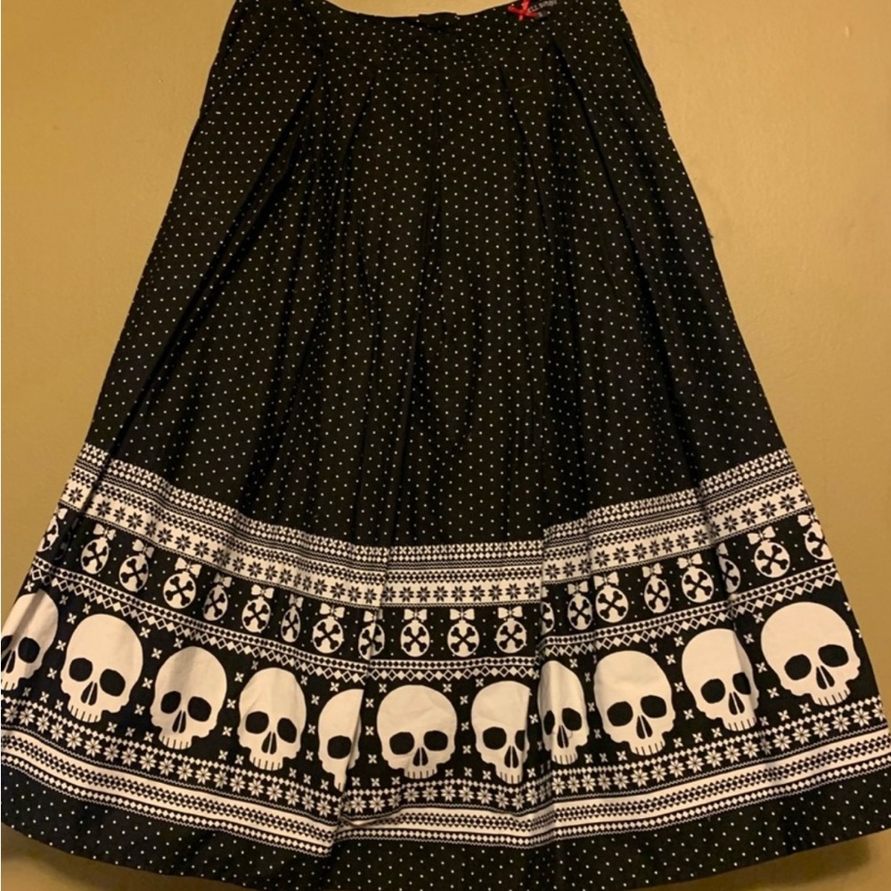 Hell Bunny Xmas Skulls Skirt